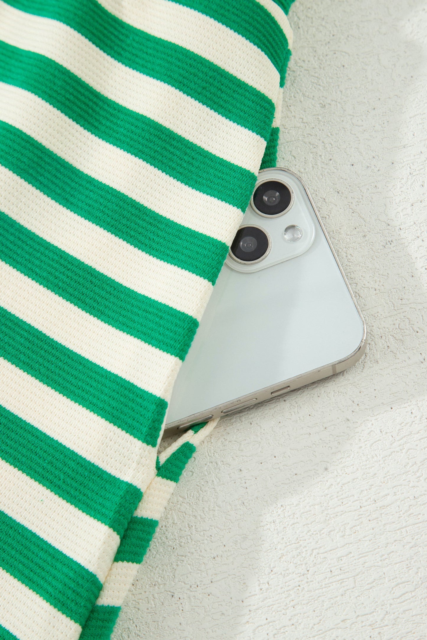 Stripe Textured Zip Collar Top & Skort Set