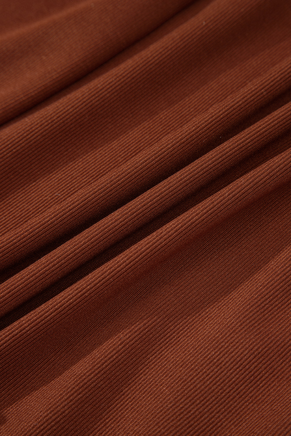Ribbed Ruffle Trim High Waist Long Sleeve Mini Dress