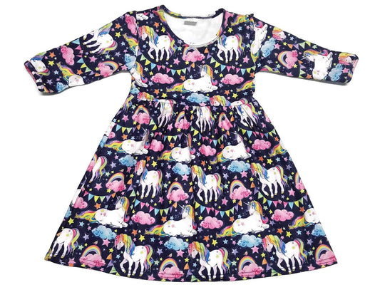 Unicorn 3/4 sleeve Milk Silk Dress