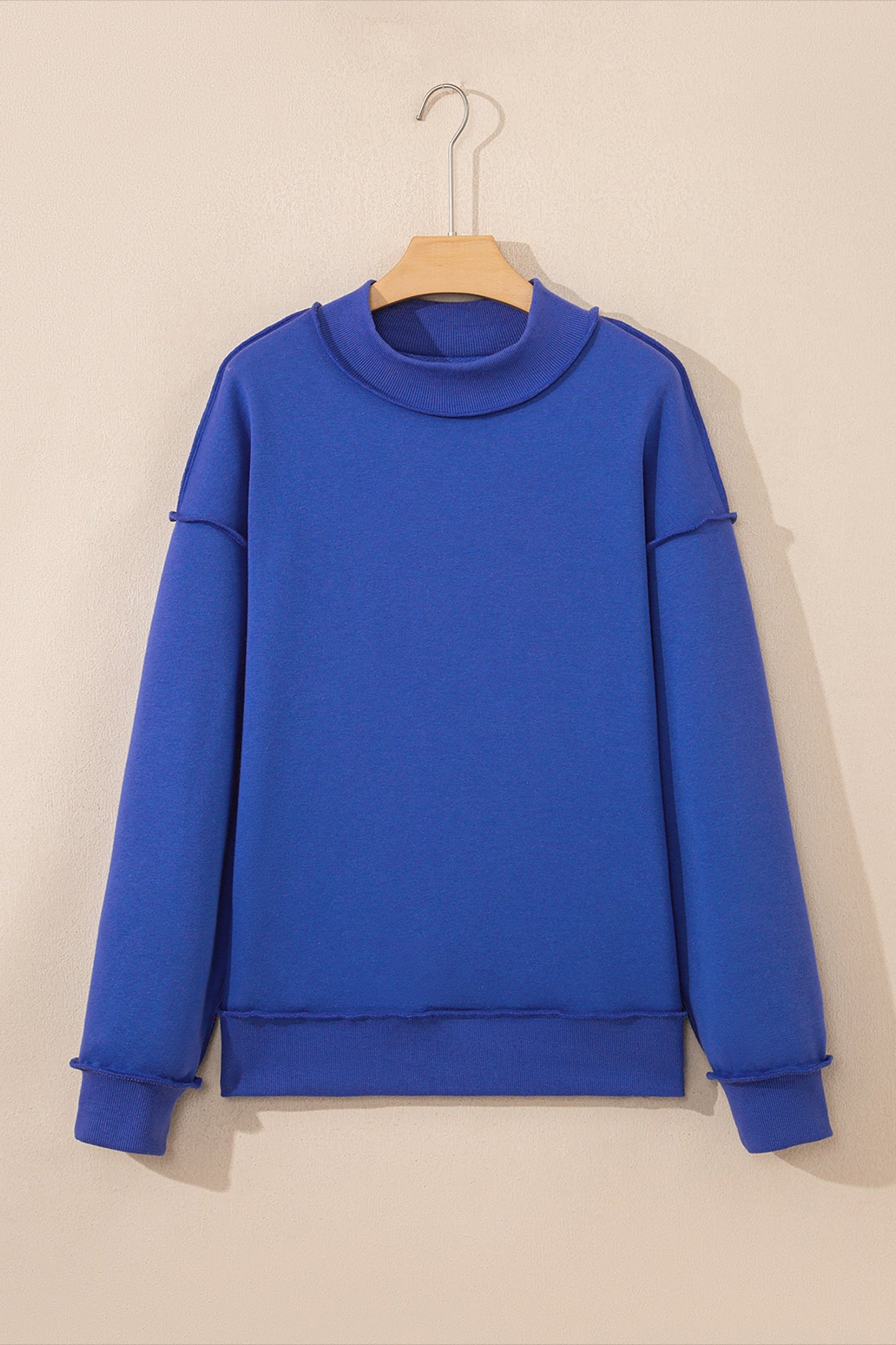 Solid Reversible Mock Neck Oversized Sweatshirt