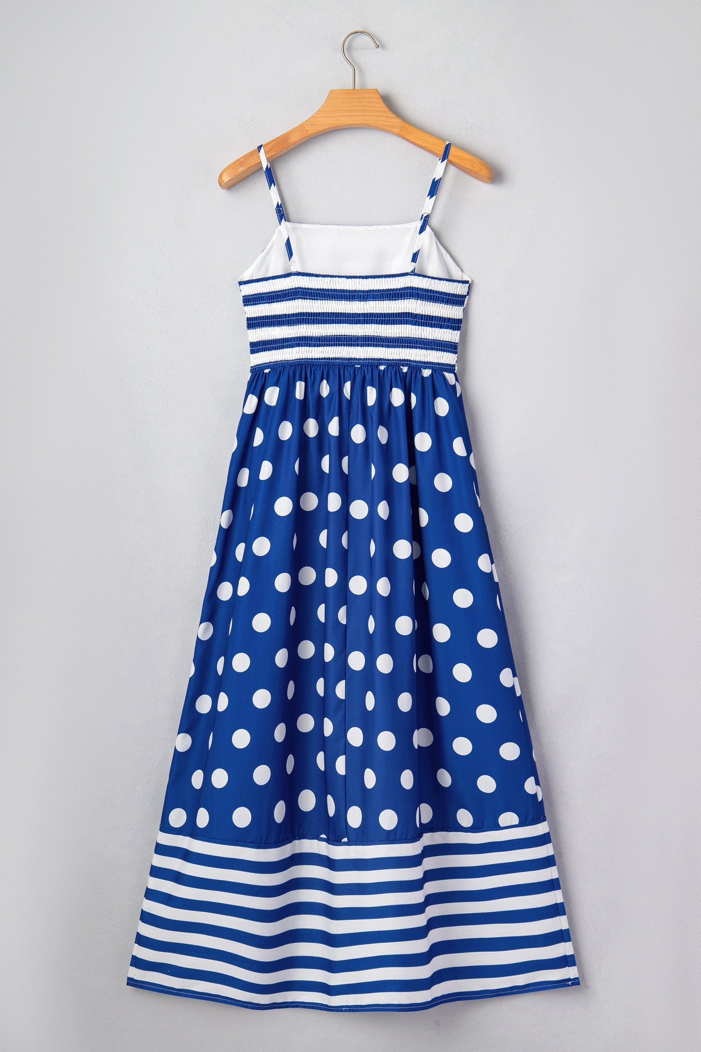 Stripe Polka Dot Patchwork High Waist Maxi Dress