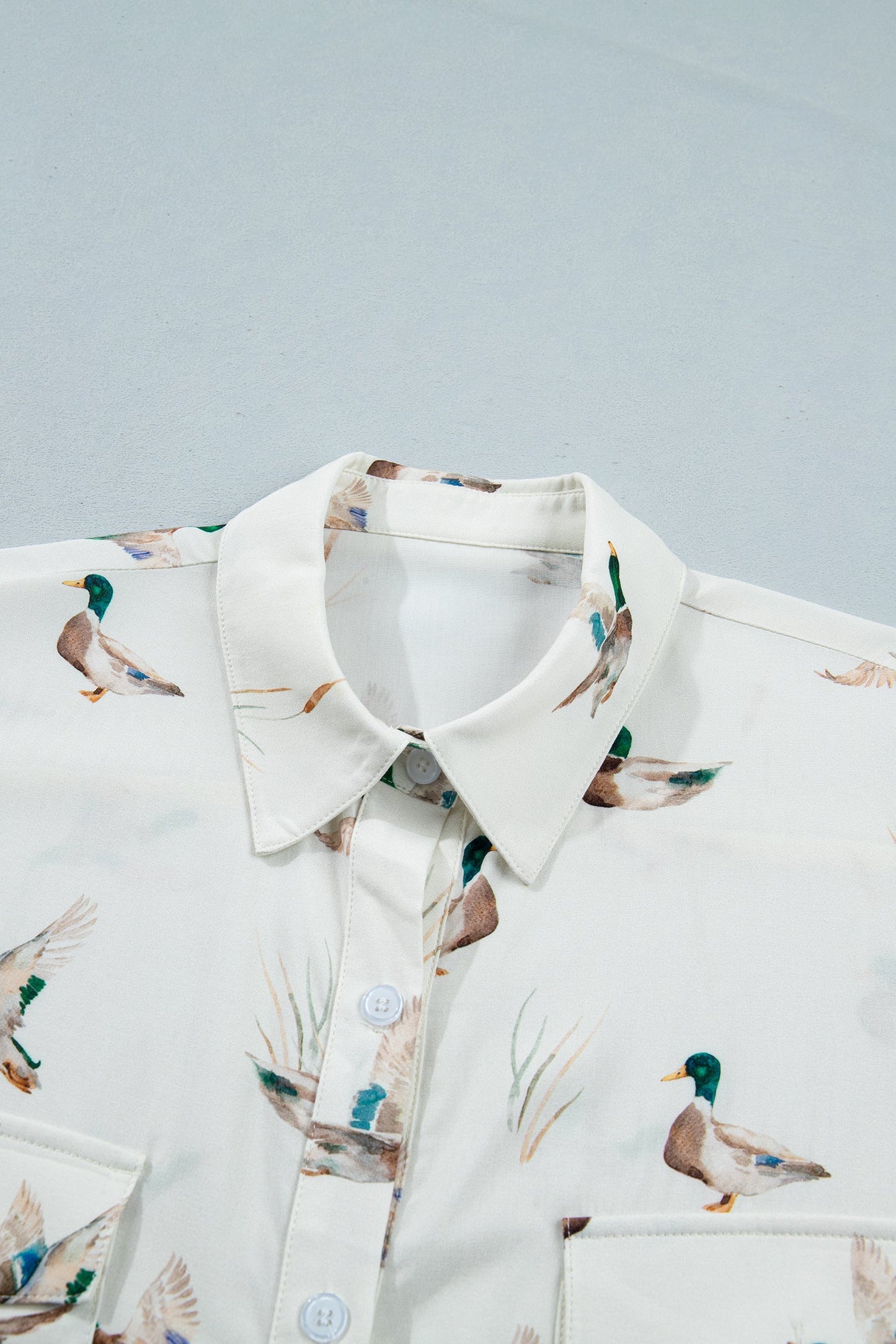 Mallard Button Flap Pocket Collared Blouse