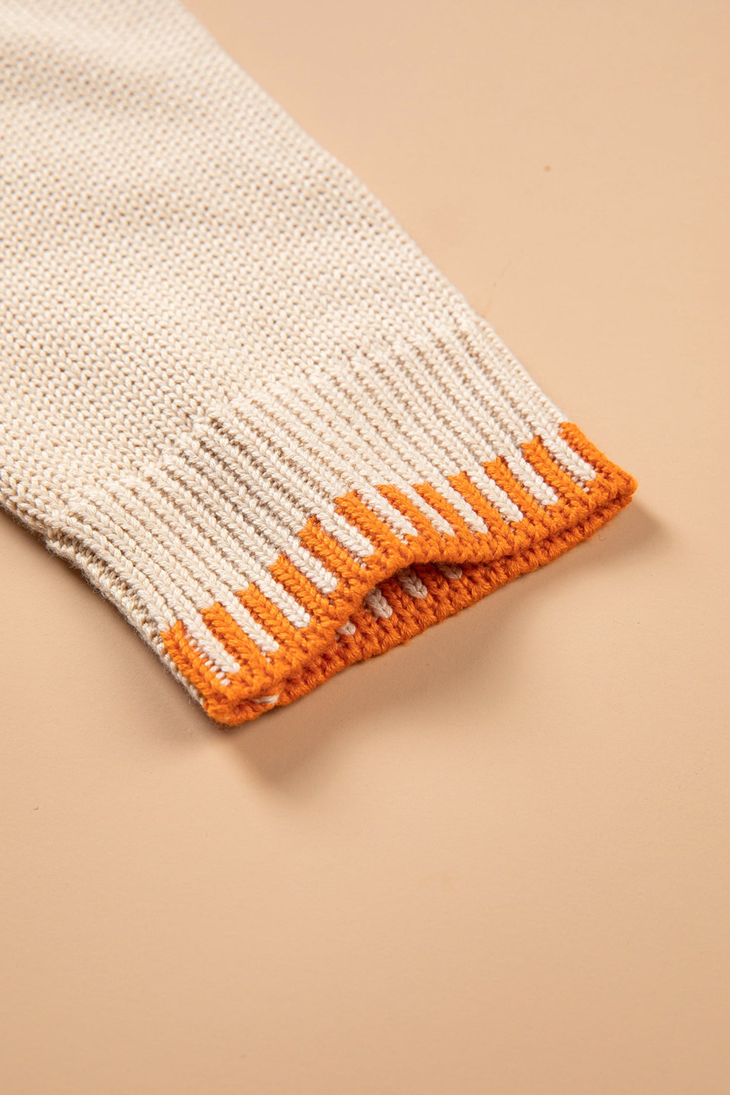 Pumpkin Floral Embroidered Round Neck Sweater