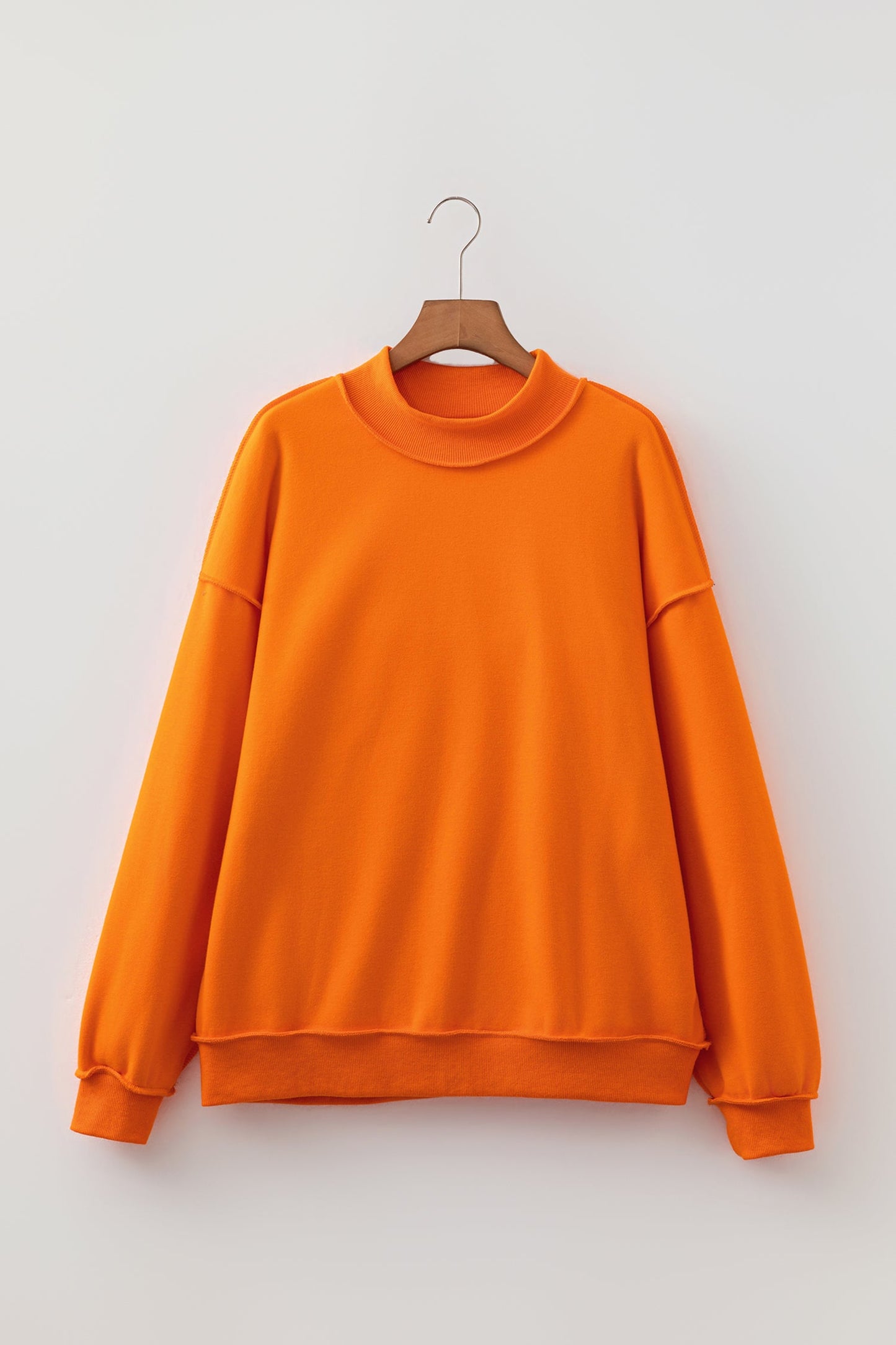 Solid Reversible Mock Neck Oversized Sweatshirt