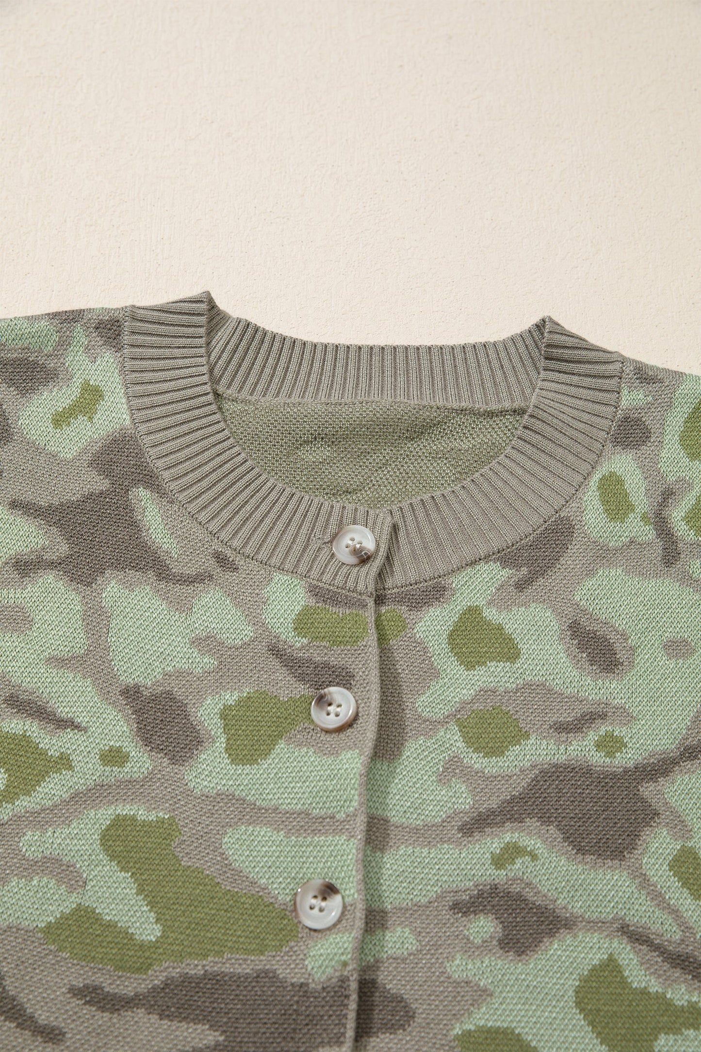 Camo Sleeveless Button Front Sweater Vest