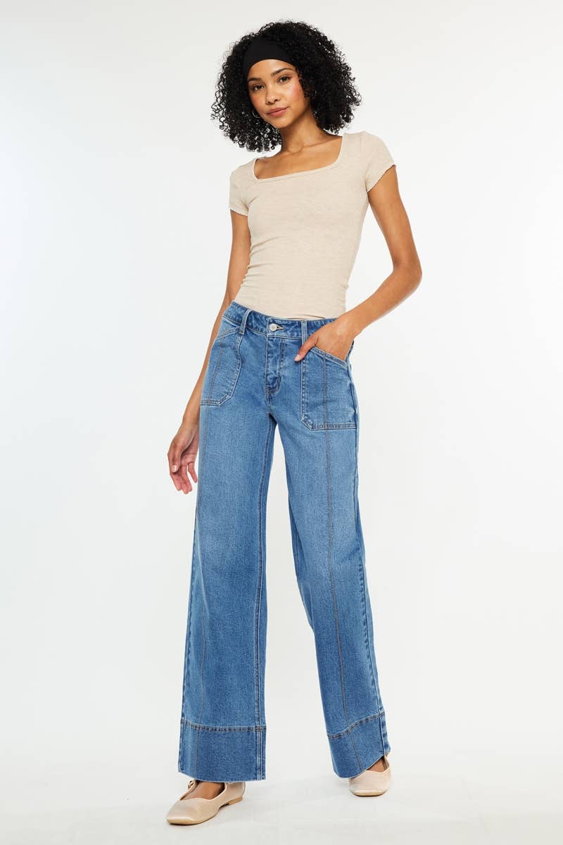 Kan Can USA - MID RISE WIDE LEG JEANS