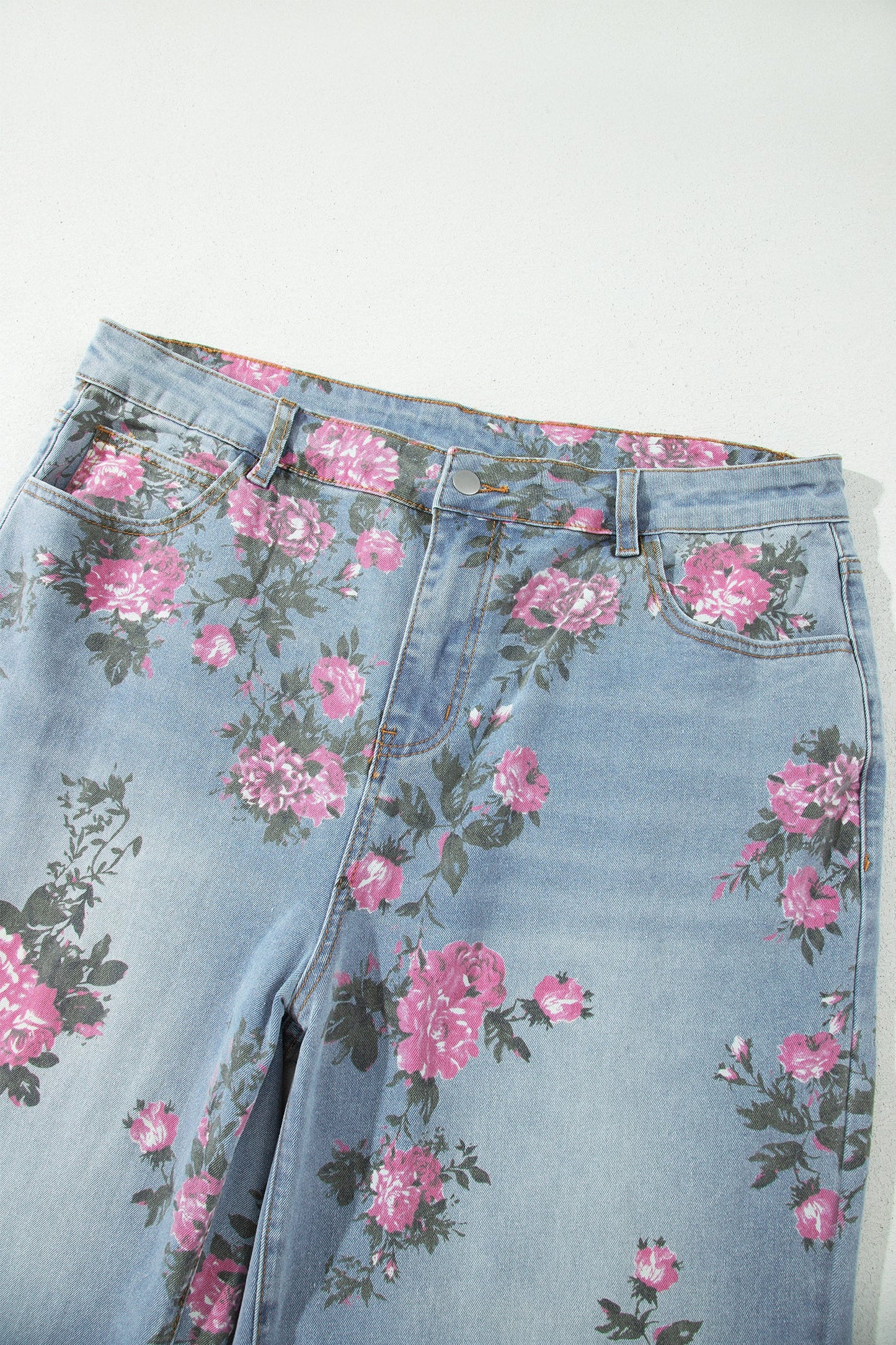 Plus Size Floral Ankle Length Loose Jeans