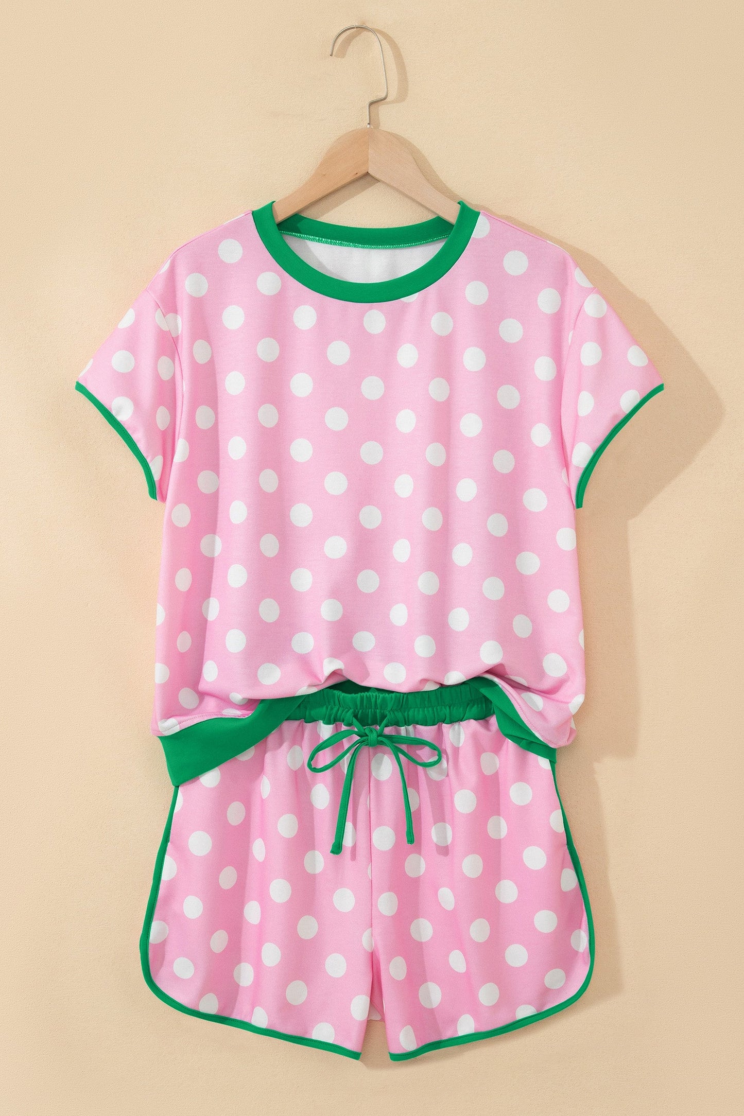 Polka Dot Contrast Trim Top & Short Set