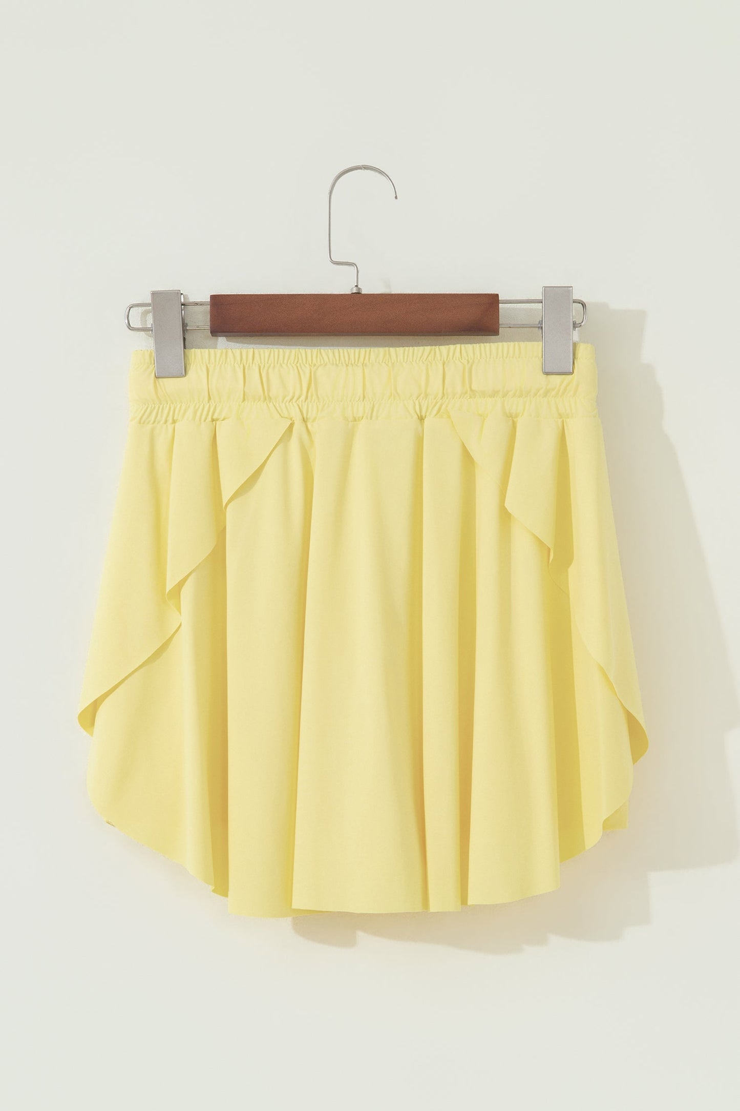 Solid Drawstring Elastic Waist Lined Tennis Skort