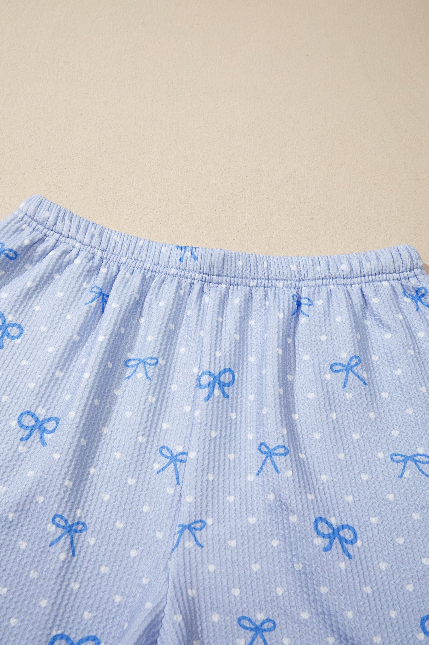 Polka Dot Heart Bow Top & Elastic Short Set