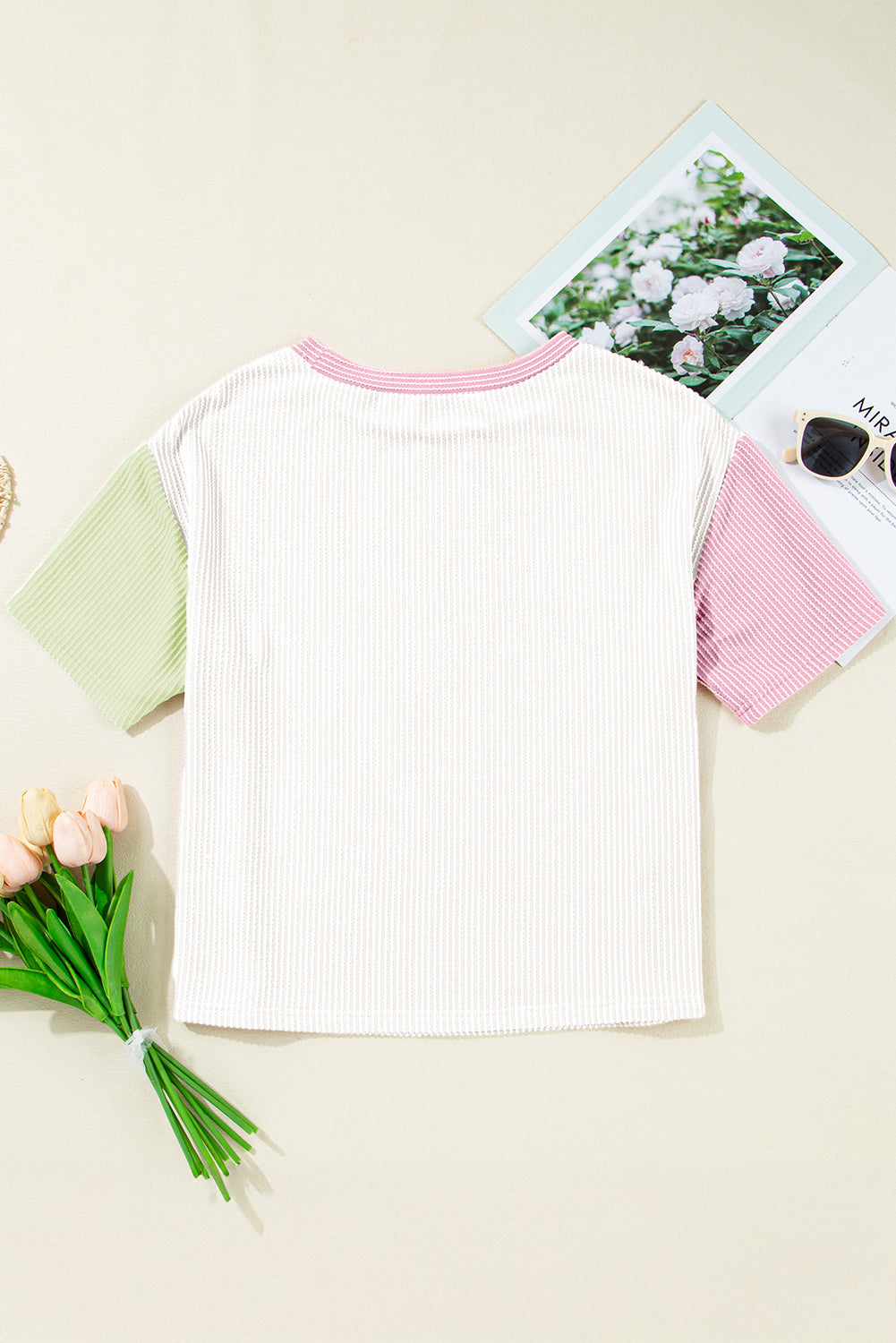 Colorblock Corded Crewneck Tee