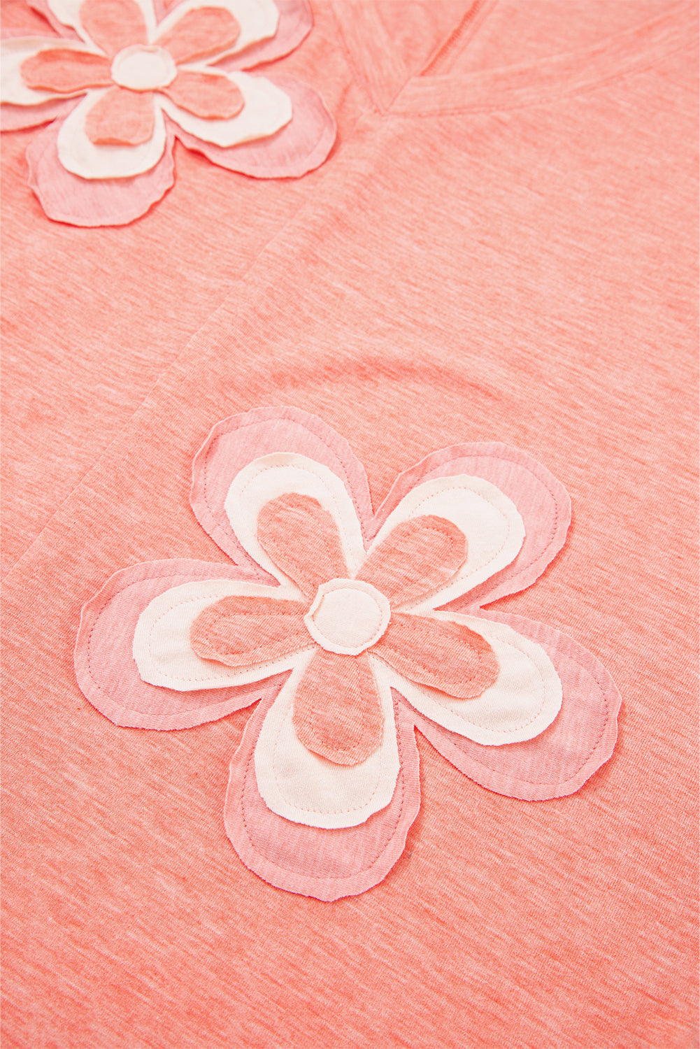 Floral Patchwork V-Neck Long Sleeve T-Shirt