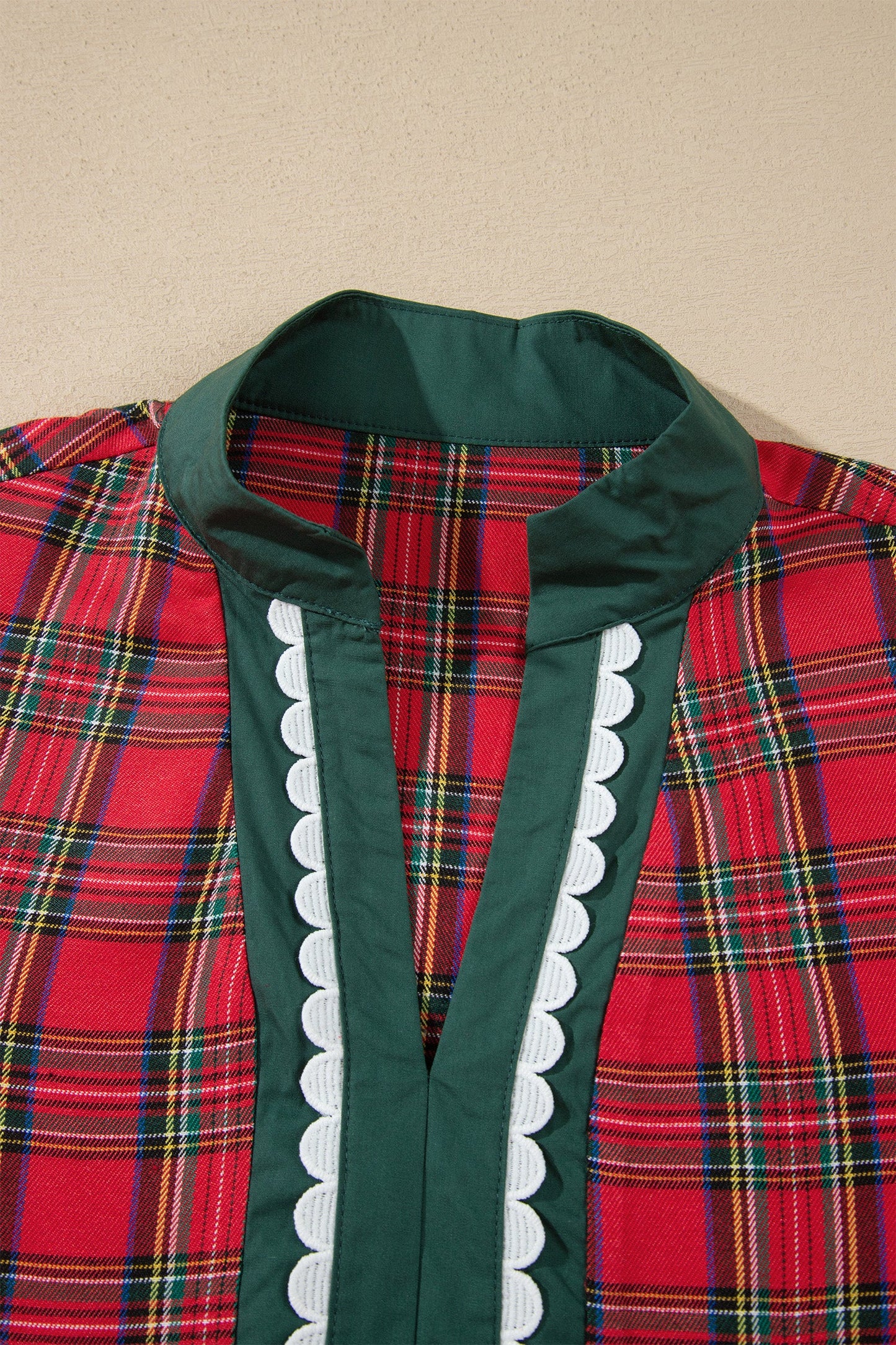 Plaid Contrast Trim Short Sleeve Mini Dress