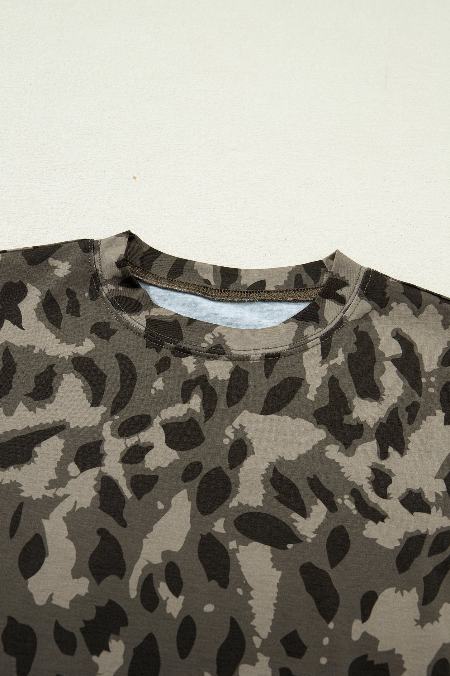 Leopard Mock Neck Short Sleeve Tee