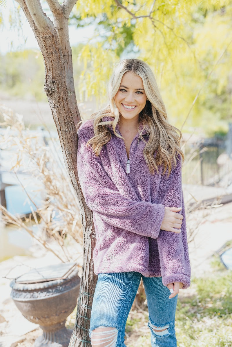 Simply Classic Sherpa Plum - Pullover - F21 - Simply Southern