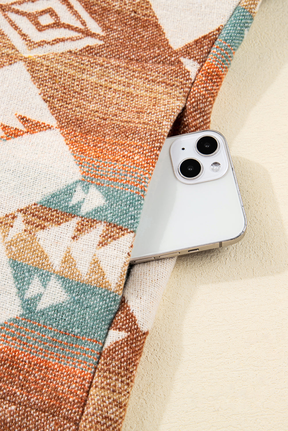 Western Aztec Quarter-Zip Elastic Cuffs Sweatshirt