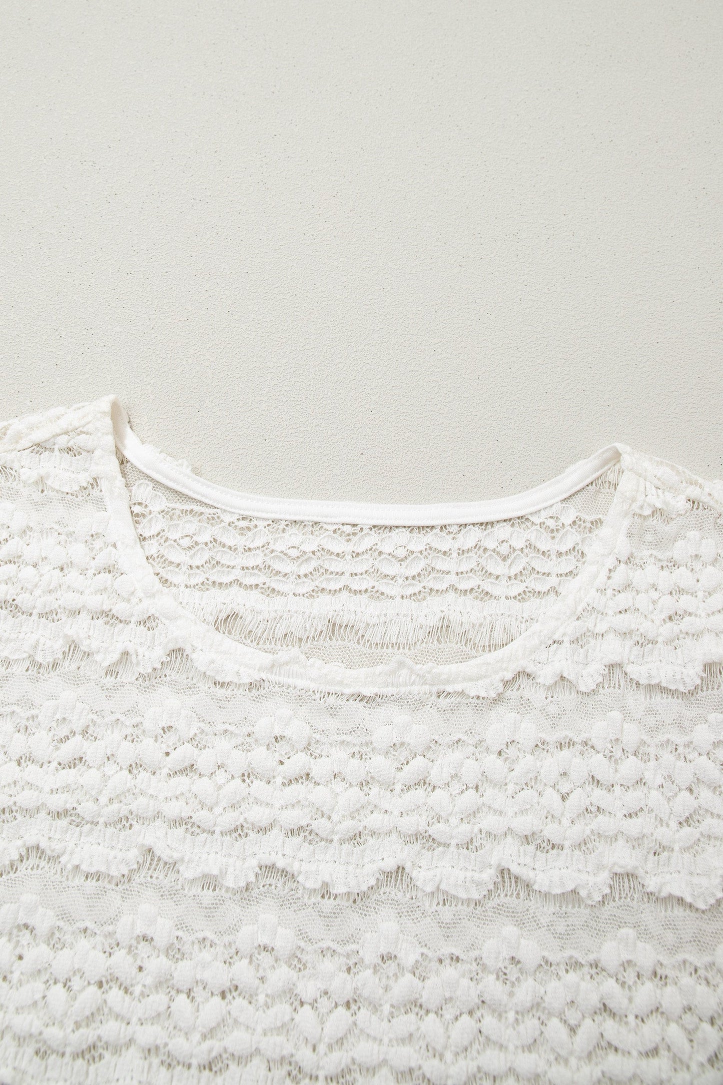 Solid Sheer Lace Short Sleeve Top