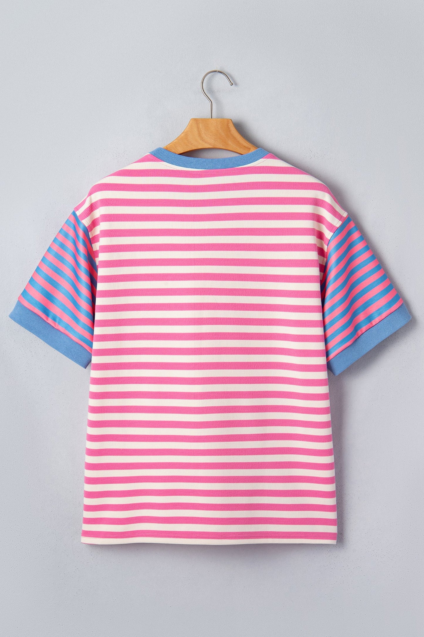 Stripe Contrast Patchwork Short Sleeve Tee