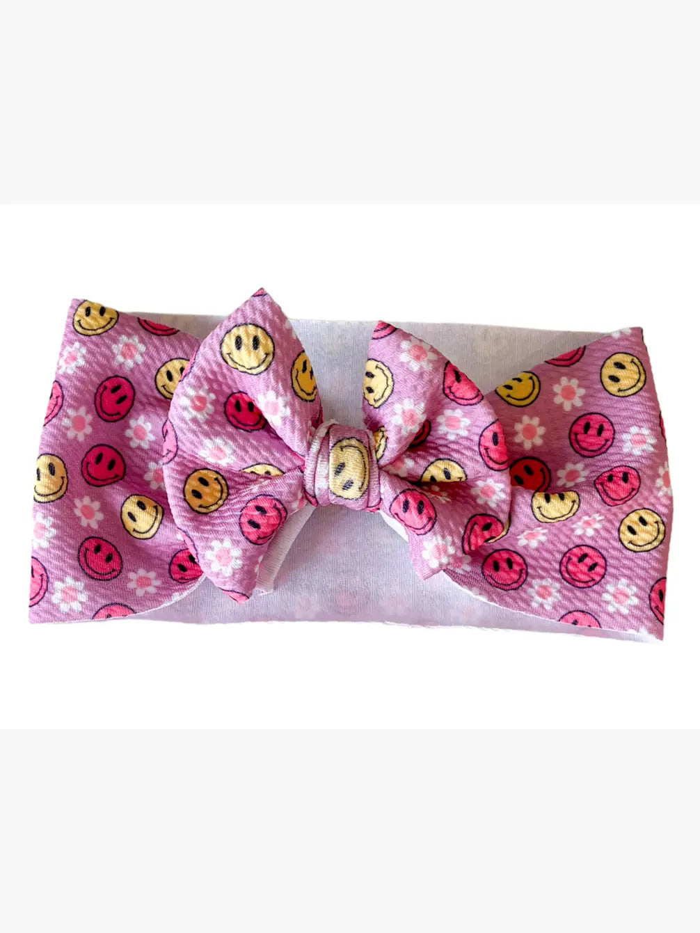 Smiles on pink Headwrap Bow