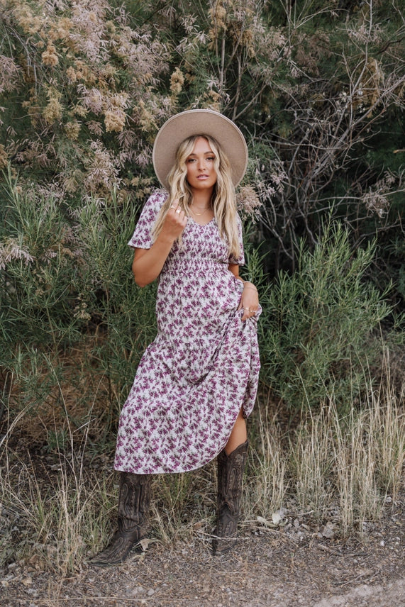 FINAL SALE-Tayla Dress in Taupe Purple