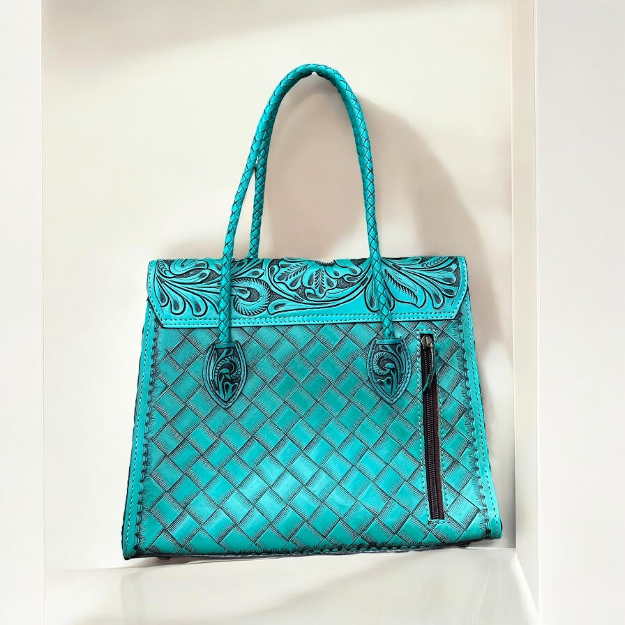 Turquoise Hand tooled crossbody purse