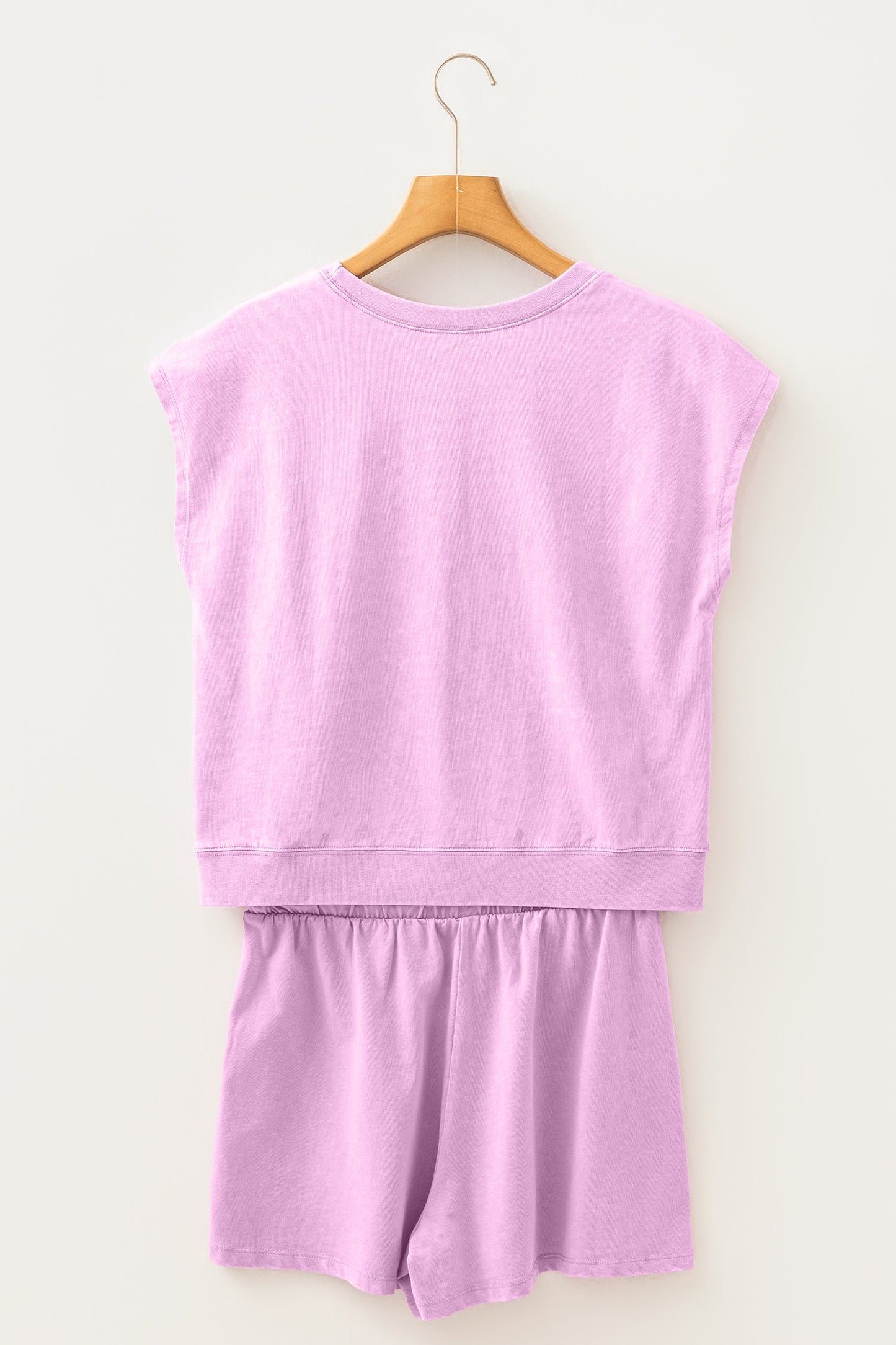 Mineral Wash Top & Drawstring Shorts Set
