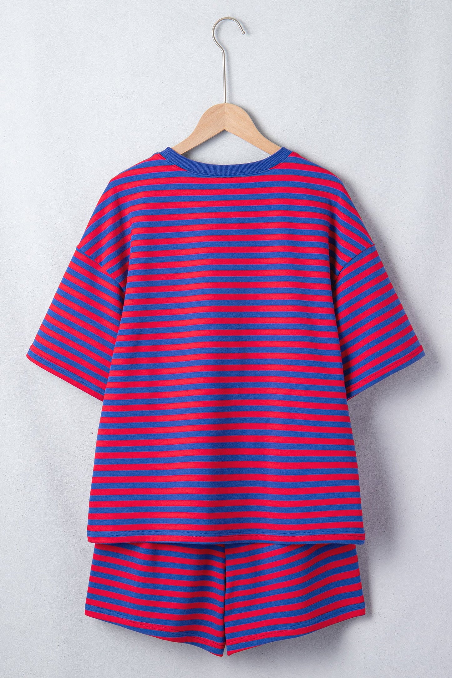 Stripe Short Sleeve Top & High Waist Short Set