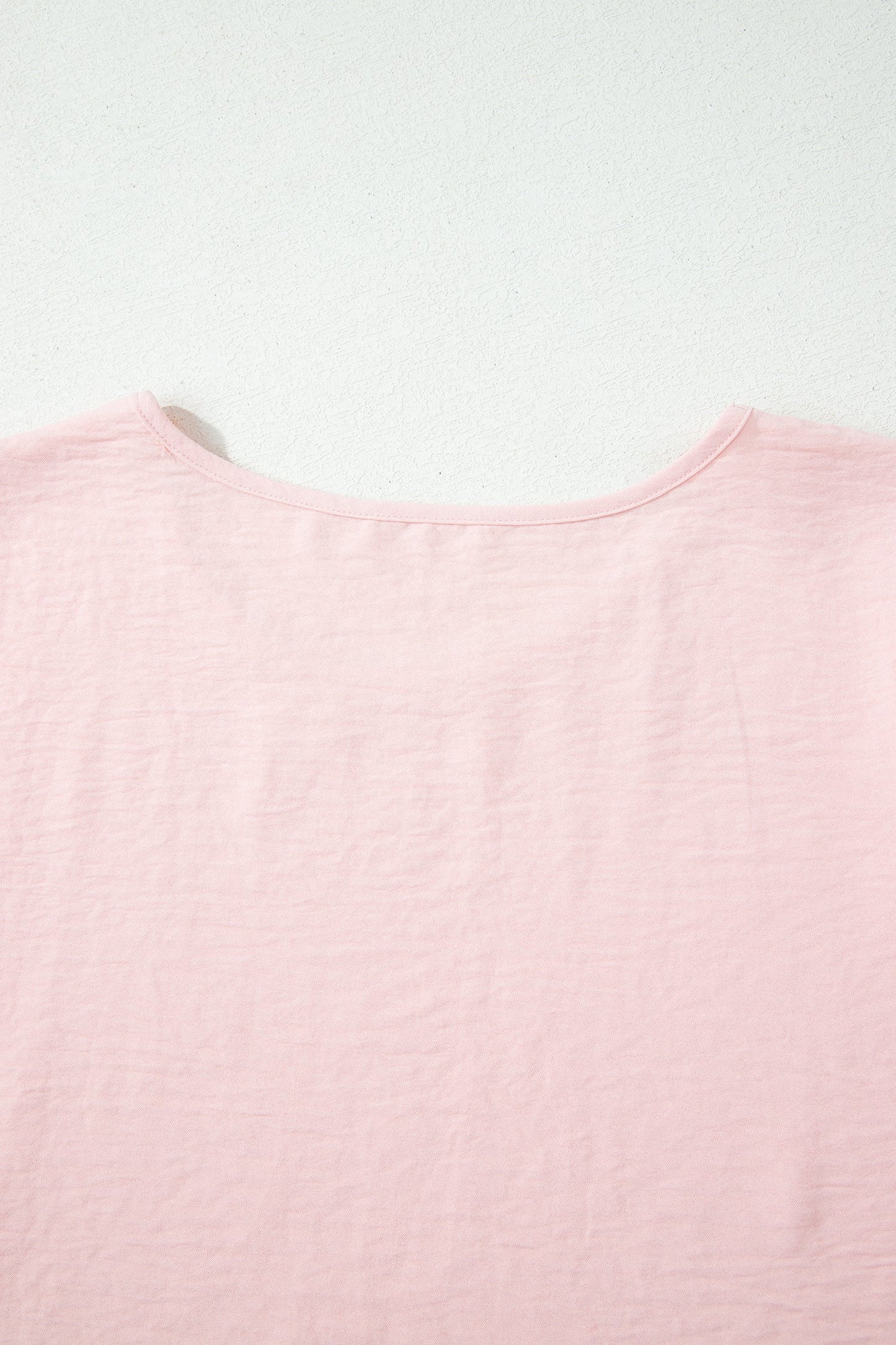 Solid Ruffle Trim Short Sleeve Blouse