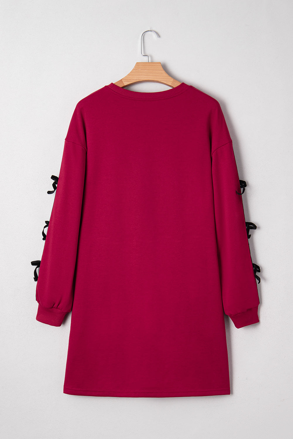 Contrast Stripe Bow Drop Shoulder Sweatshirt Dress