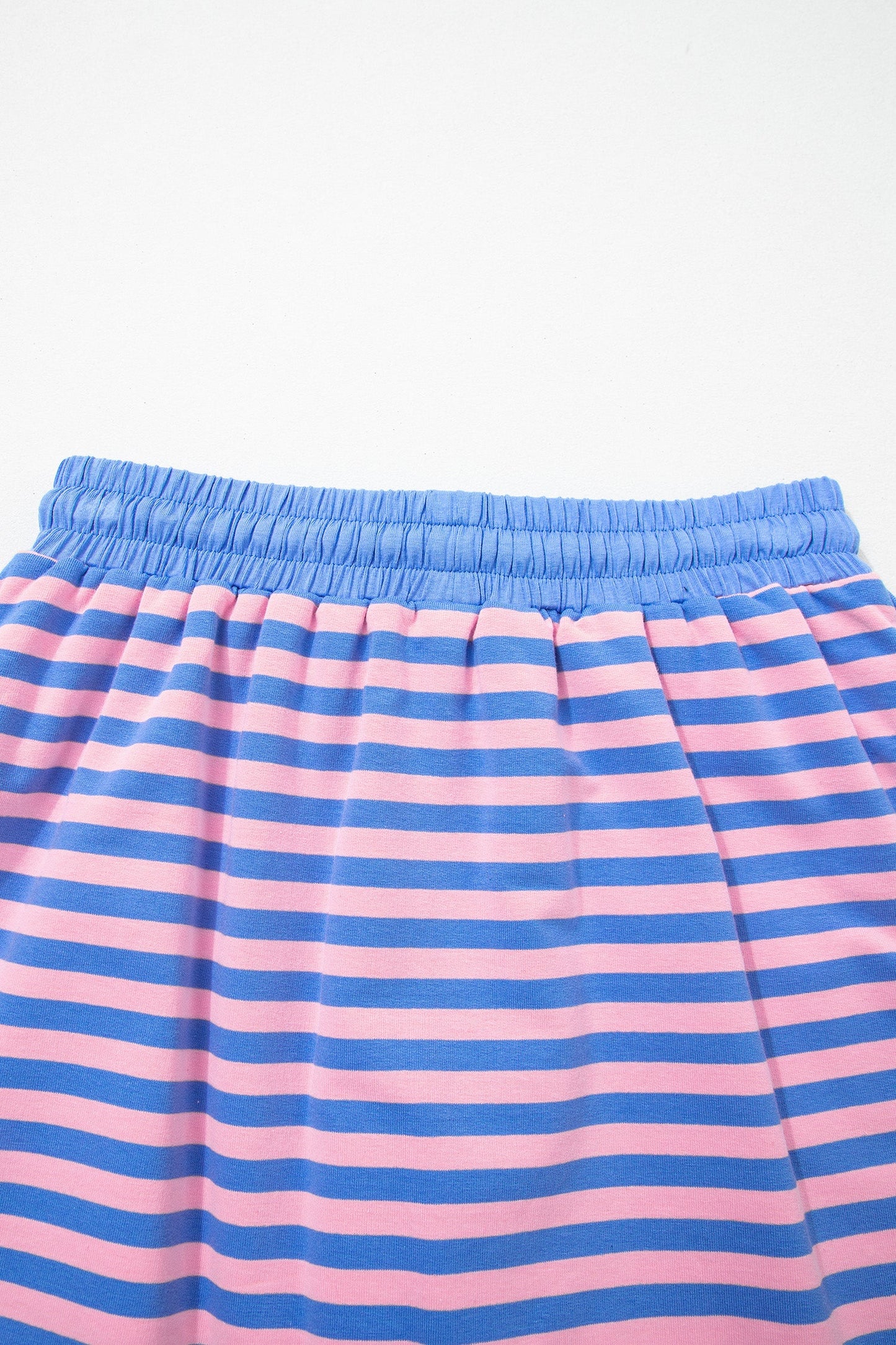 Stripe Contrast Trim Short Sleeve Top & Skirt Set