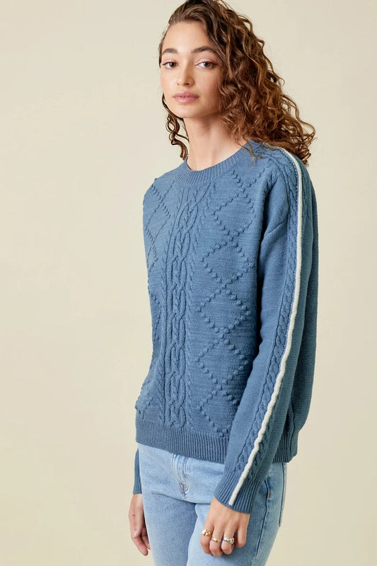 FINAL SALE-Piping Sleeve Cable Sweater