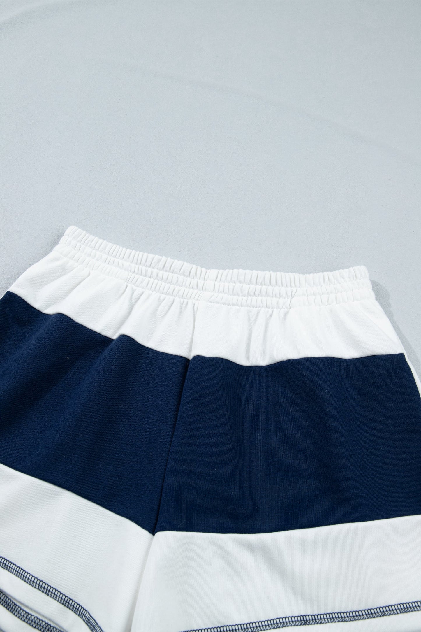 Stripe Colorblock Reverse Seam Top and Shorts Set