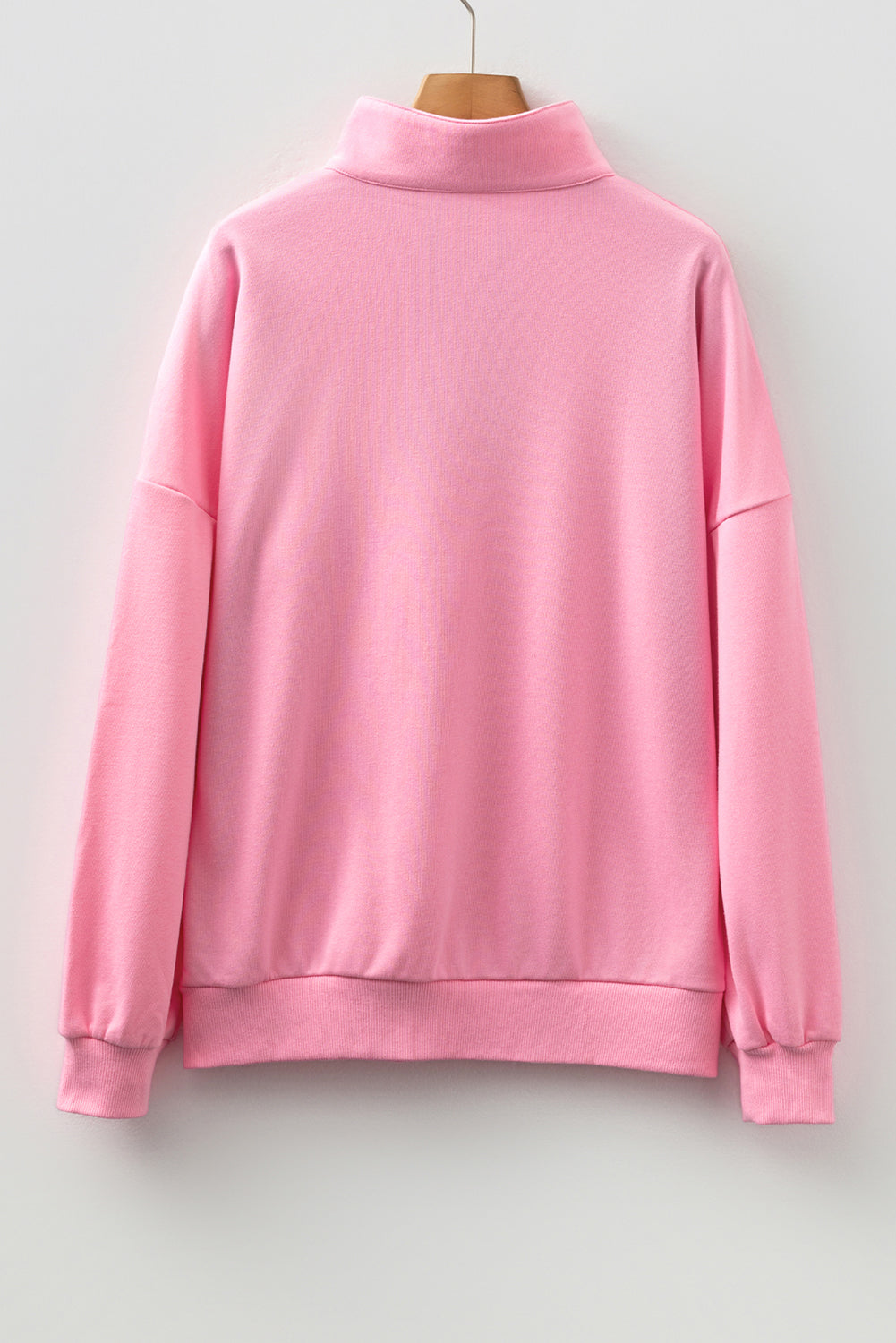 Solid Contrast Stripe Collared Patchwork Sweatshirt