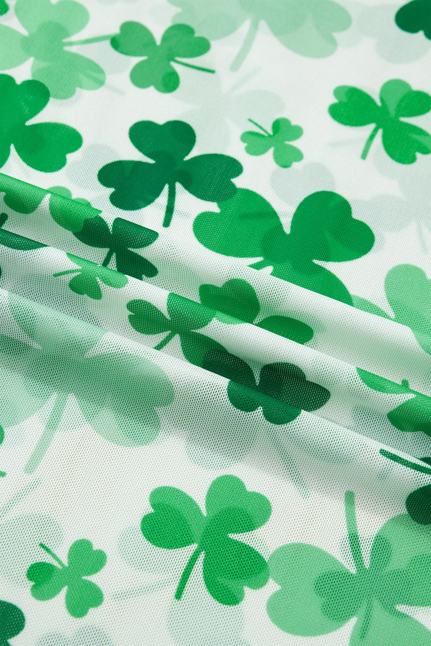 St Patrick Shamrock Lettuce Trim Mock Neck Top