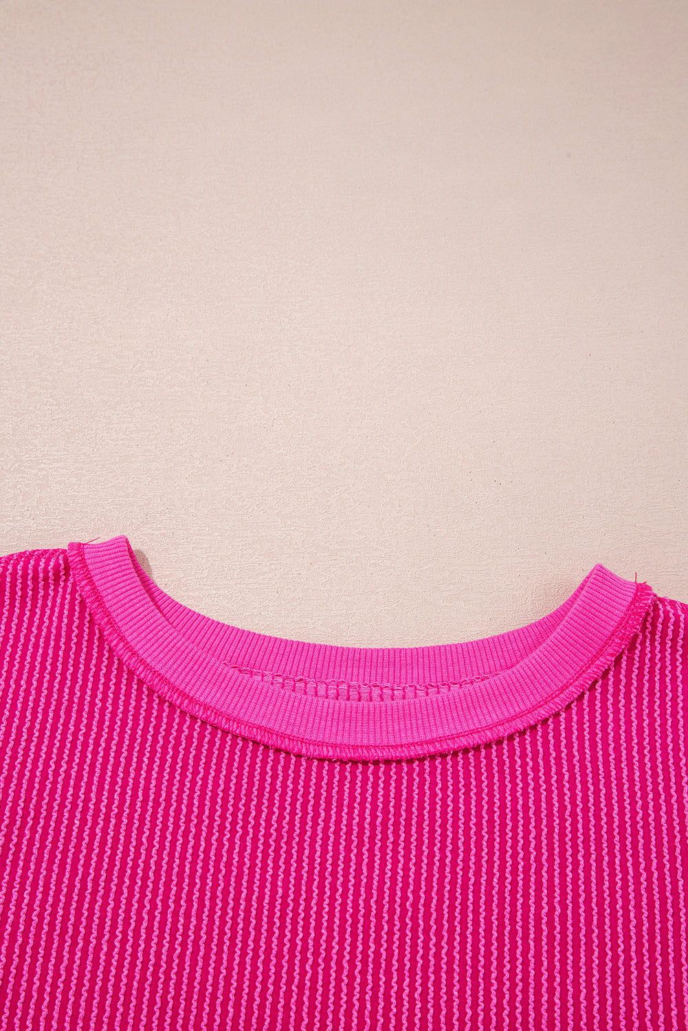 Corded Knit Drop Shoulder Long Sleeve Top