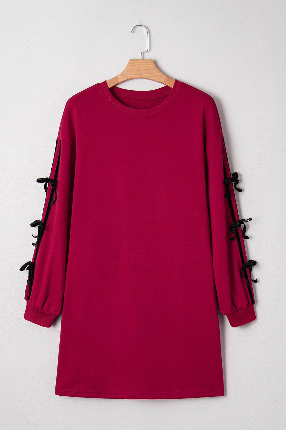 Contrast Stripe Bow Drop Shoulder Sweatshirt Dress