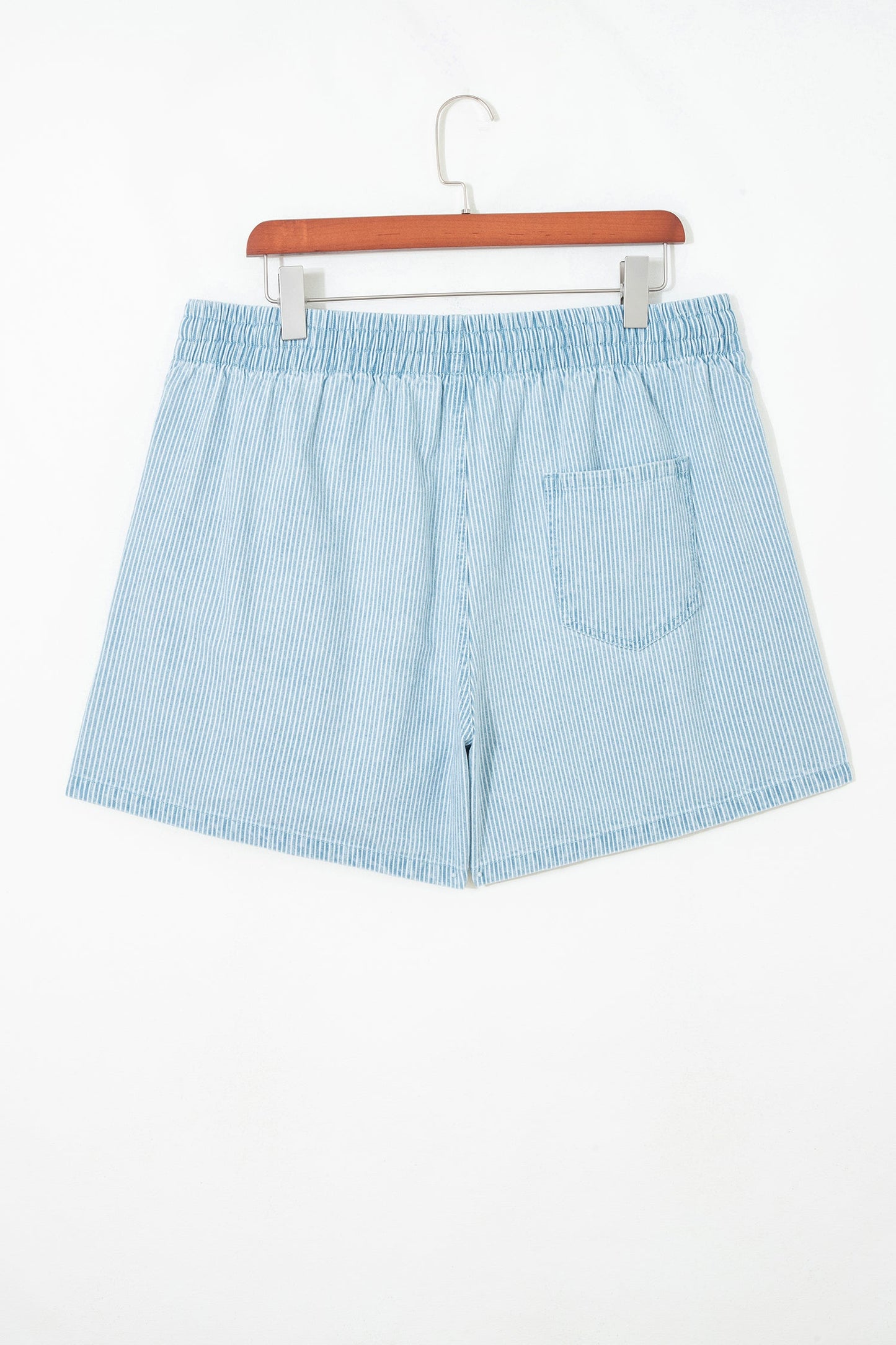 Plus Size Stripe Denim Contrast Drawstring Shorts