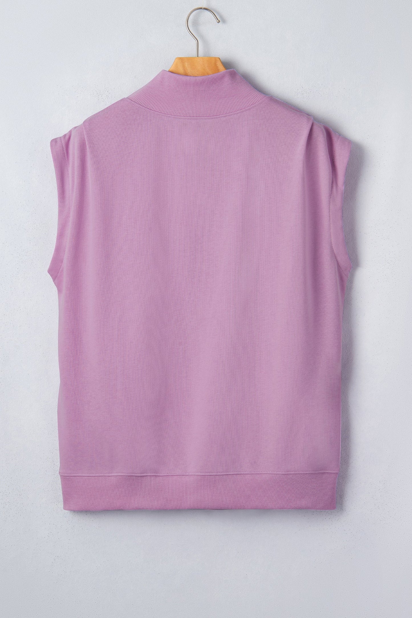Solid Mock Neck Cap Sleeve Oversized Top