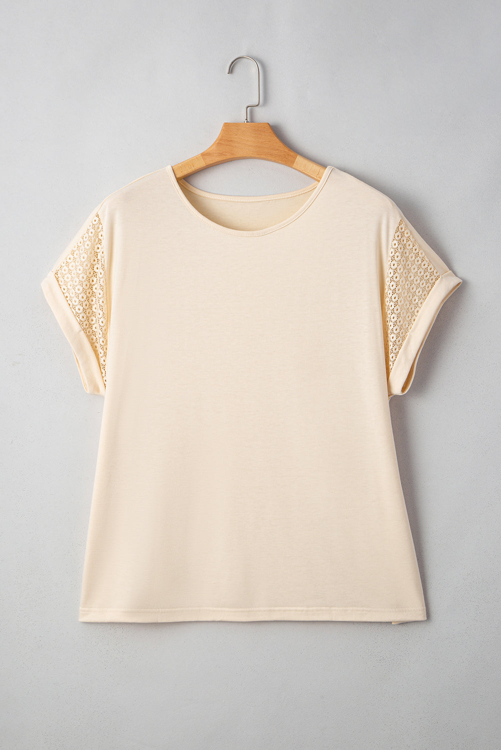 Plus Size Lace Patchwork Short Sleeve Top