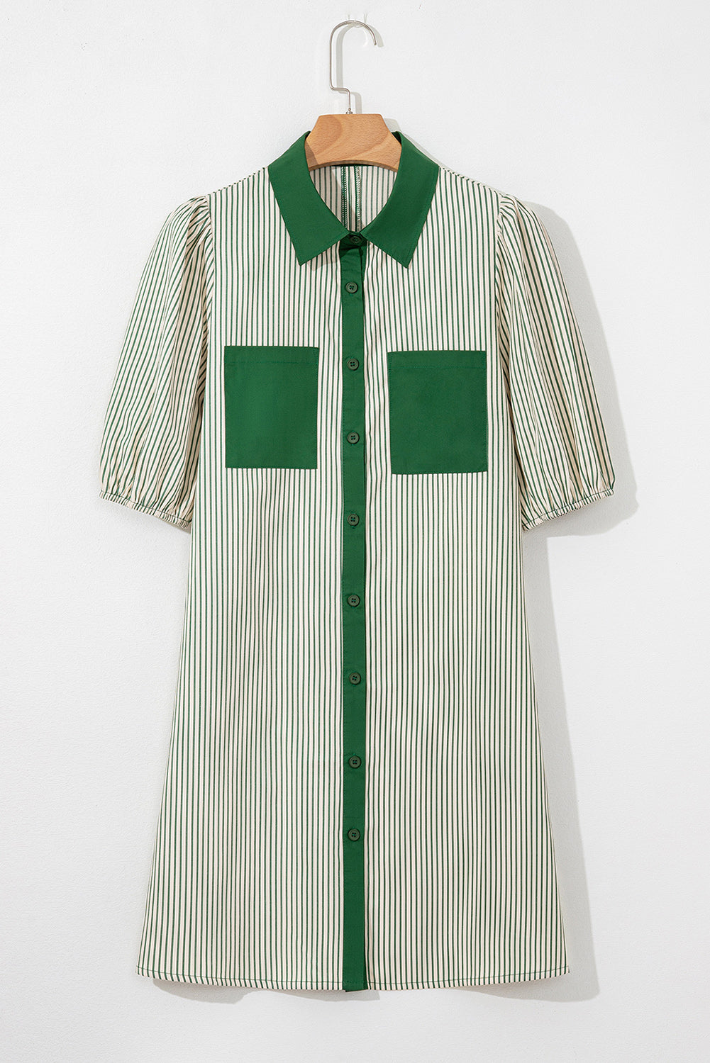 Button-Down Shirt Collar Patchwork Mini Dress