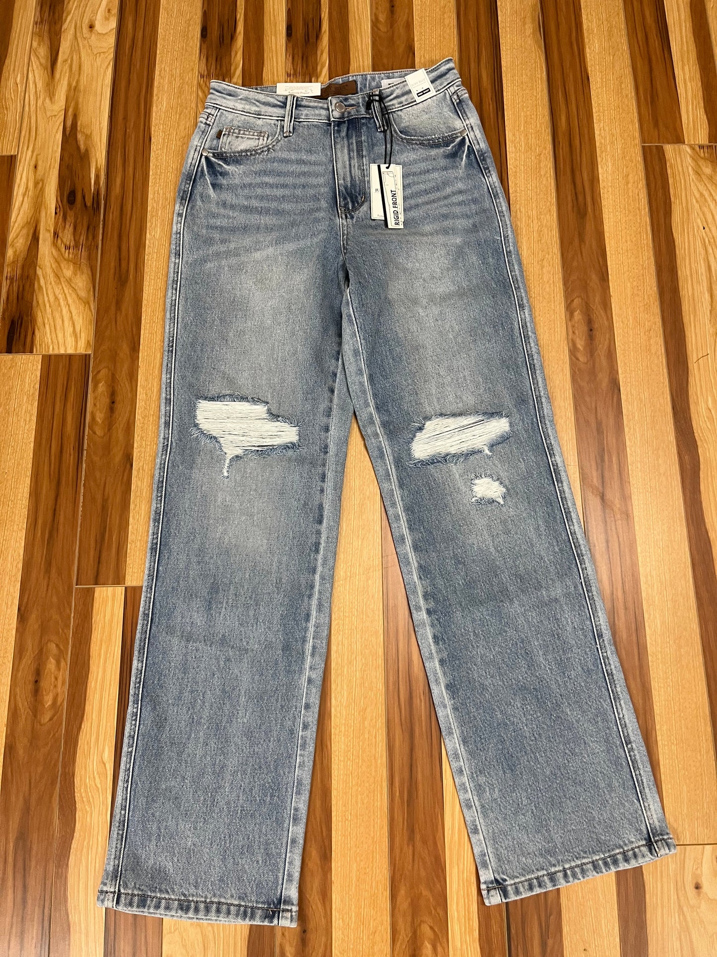 Judy Blue: High Waist Rigid Magic Destroy 90's Straight Jeans