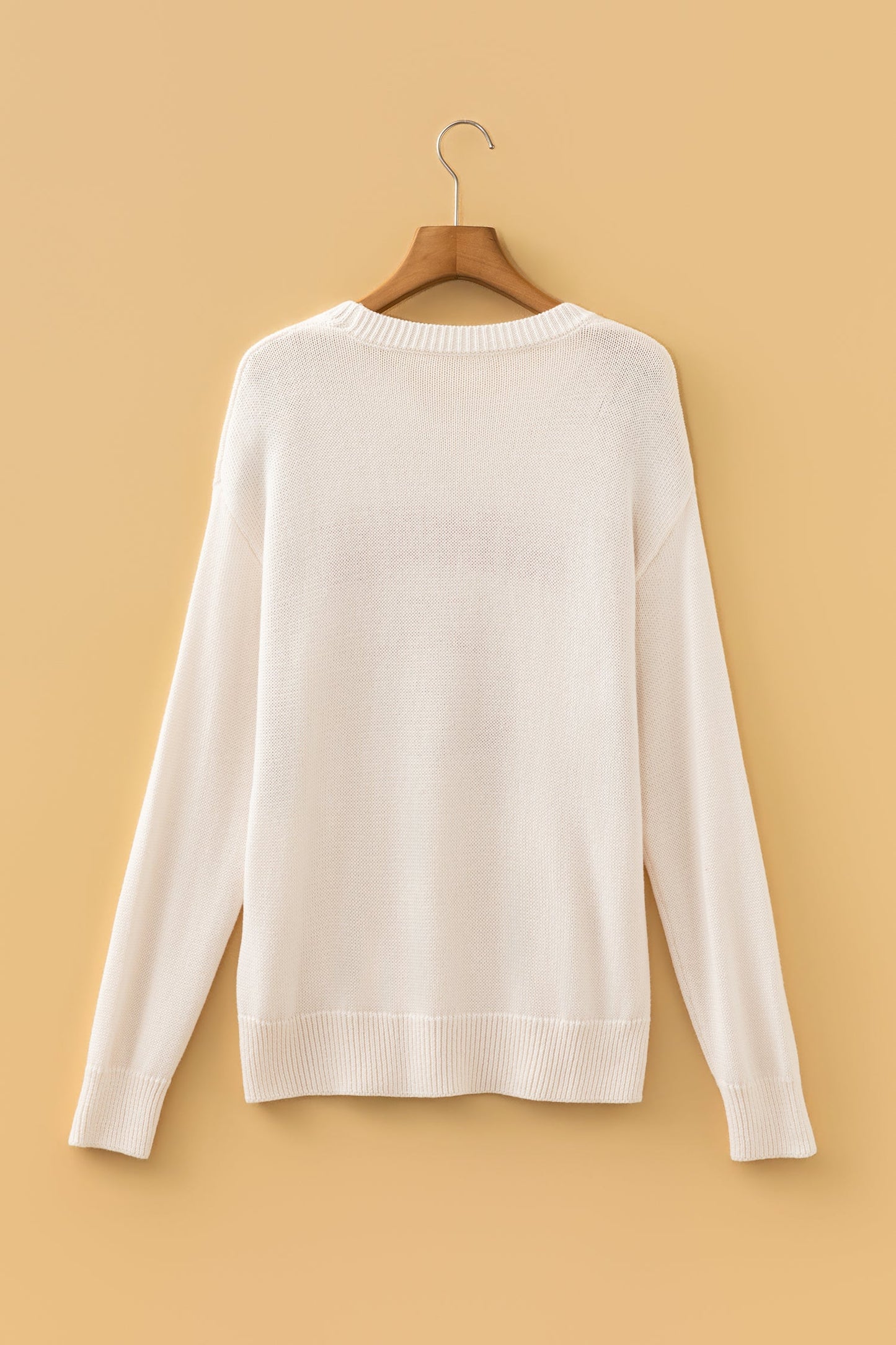 Football Drop Shoulder Knit Top Sweater