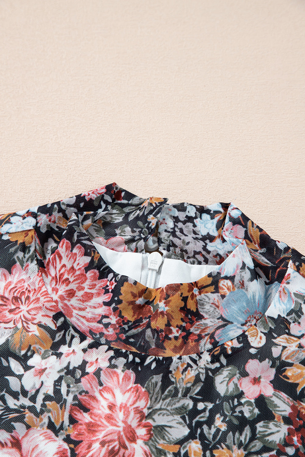 Floral Mock Neck Long Sleeve Bodycon Midi Dress