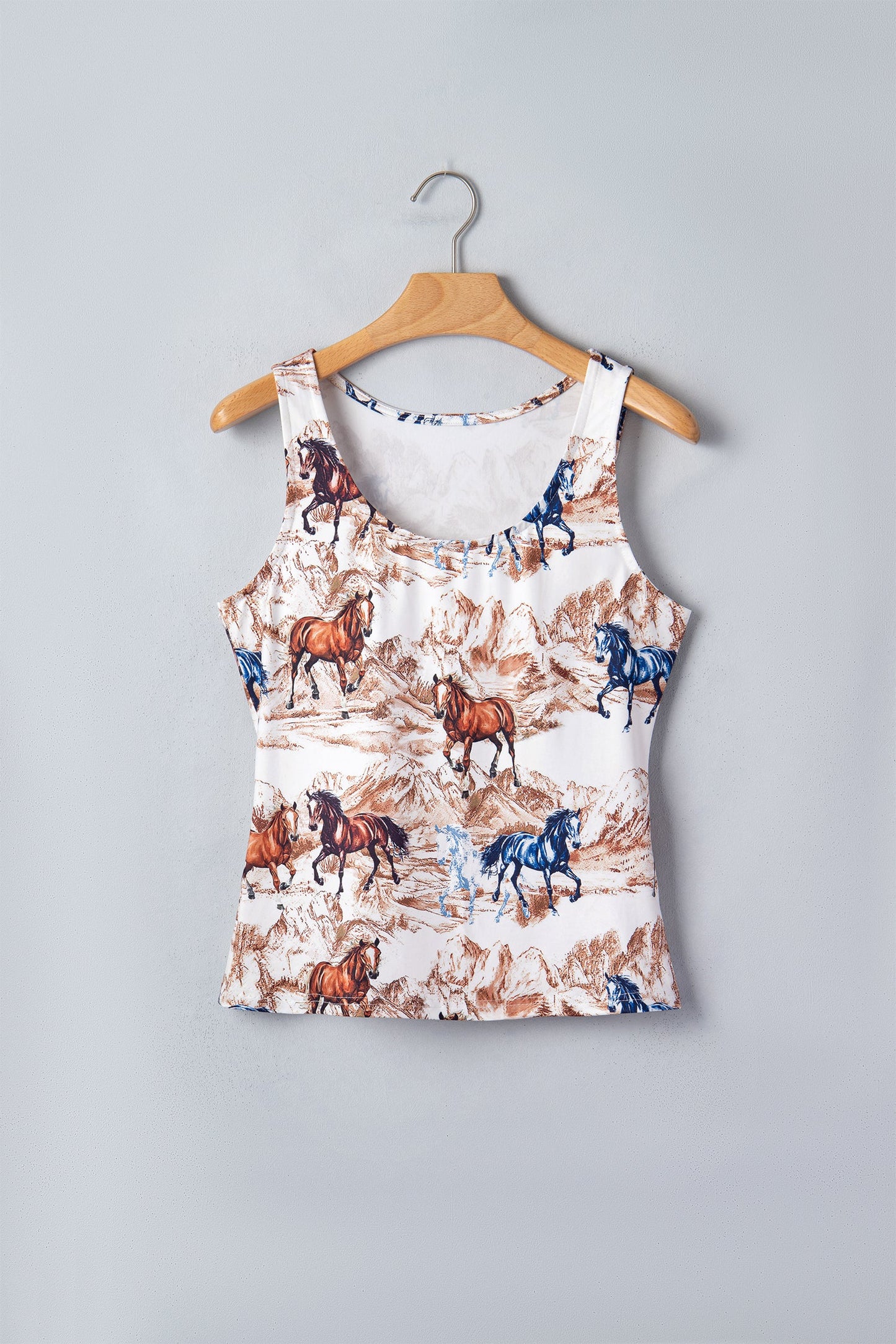 Western Horse Scoop Neck Tank Top