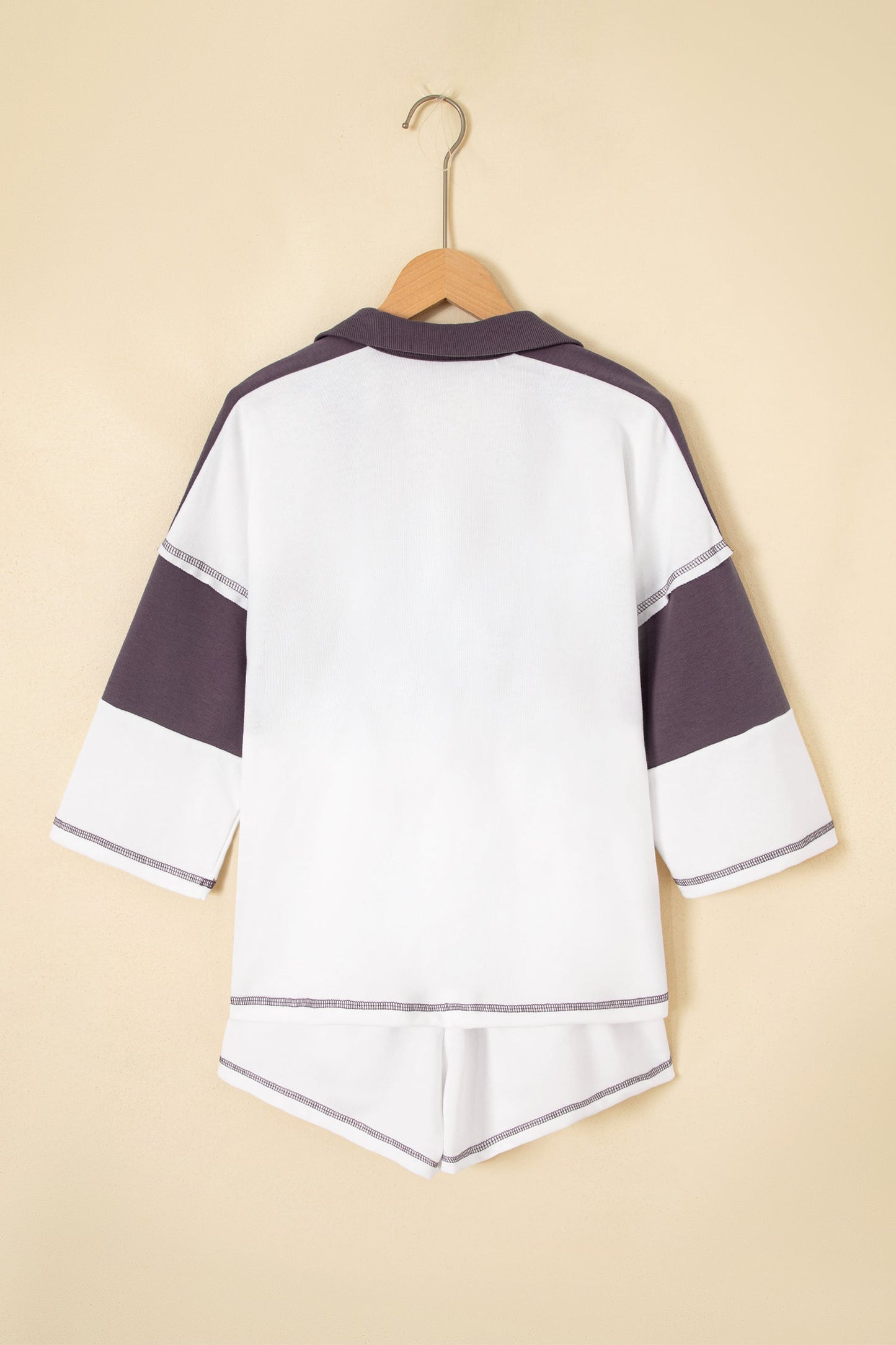 Stripe Colorblock Reverse Seam Top and Shorts Set