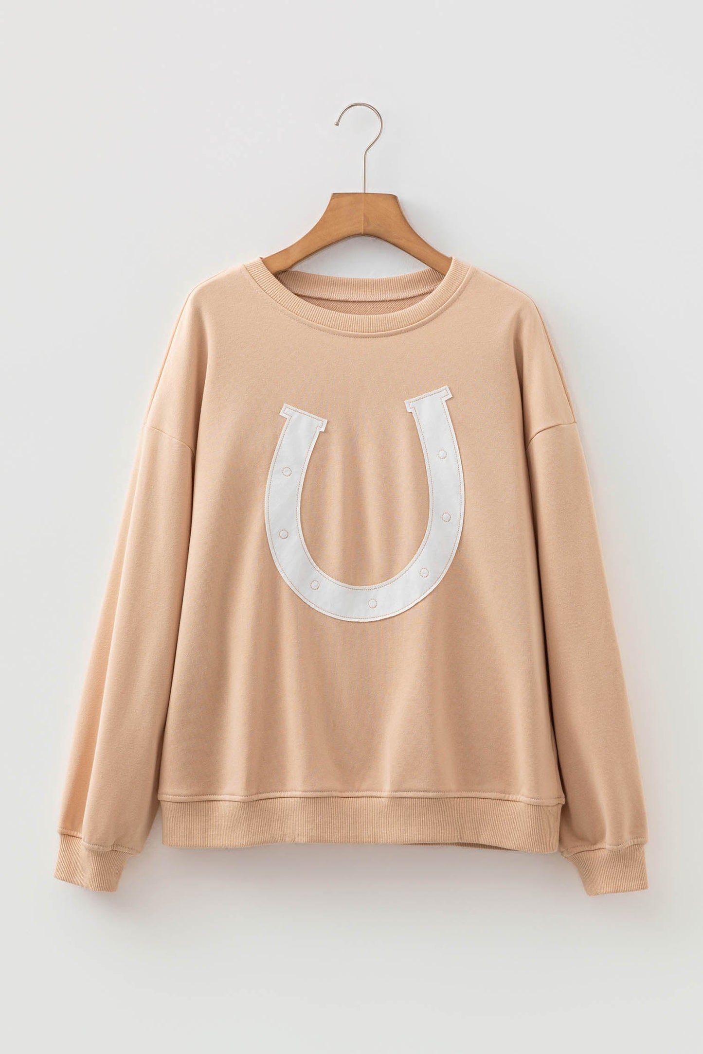 Western Horseshoe Embroidered Patch Drop Shoulder Sweatshirt