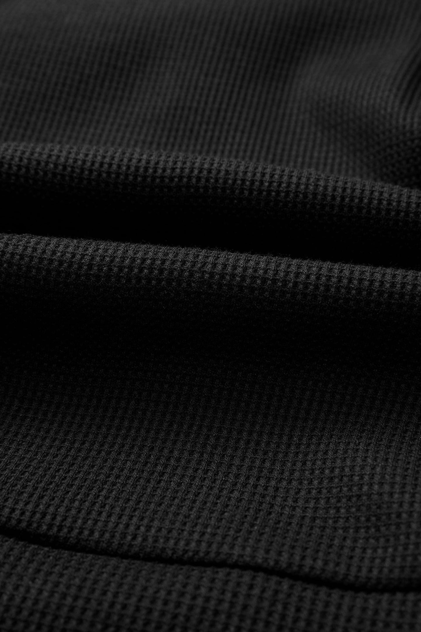 Colorblock Denim Waffle Knit Patchwork Polo Top