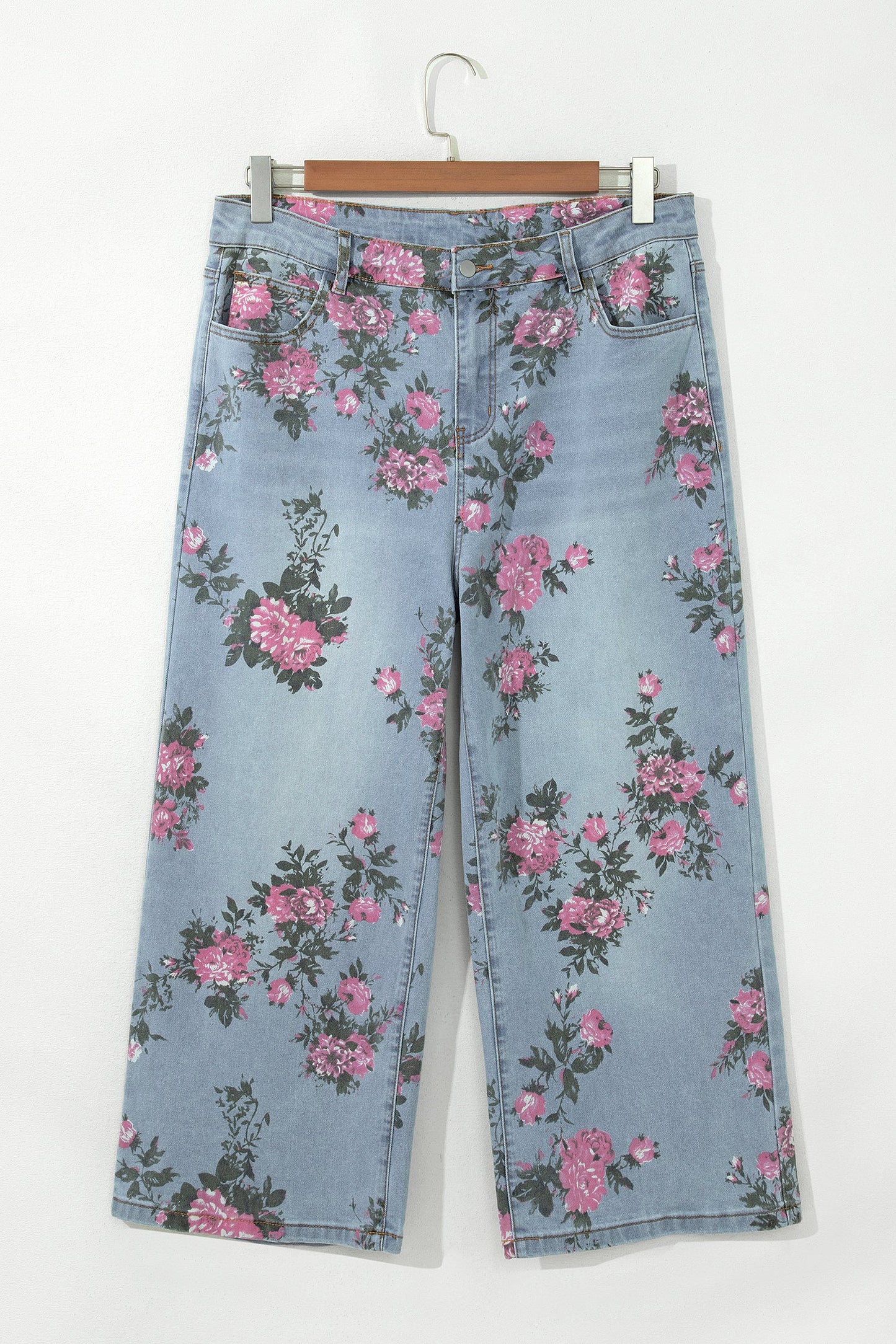 Plus Size Floral Ankle Length Loose Jeans