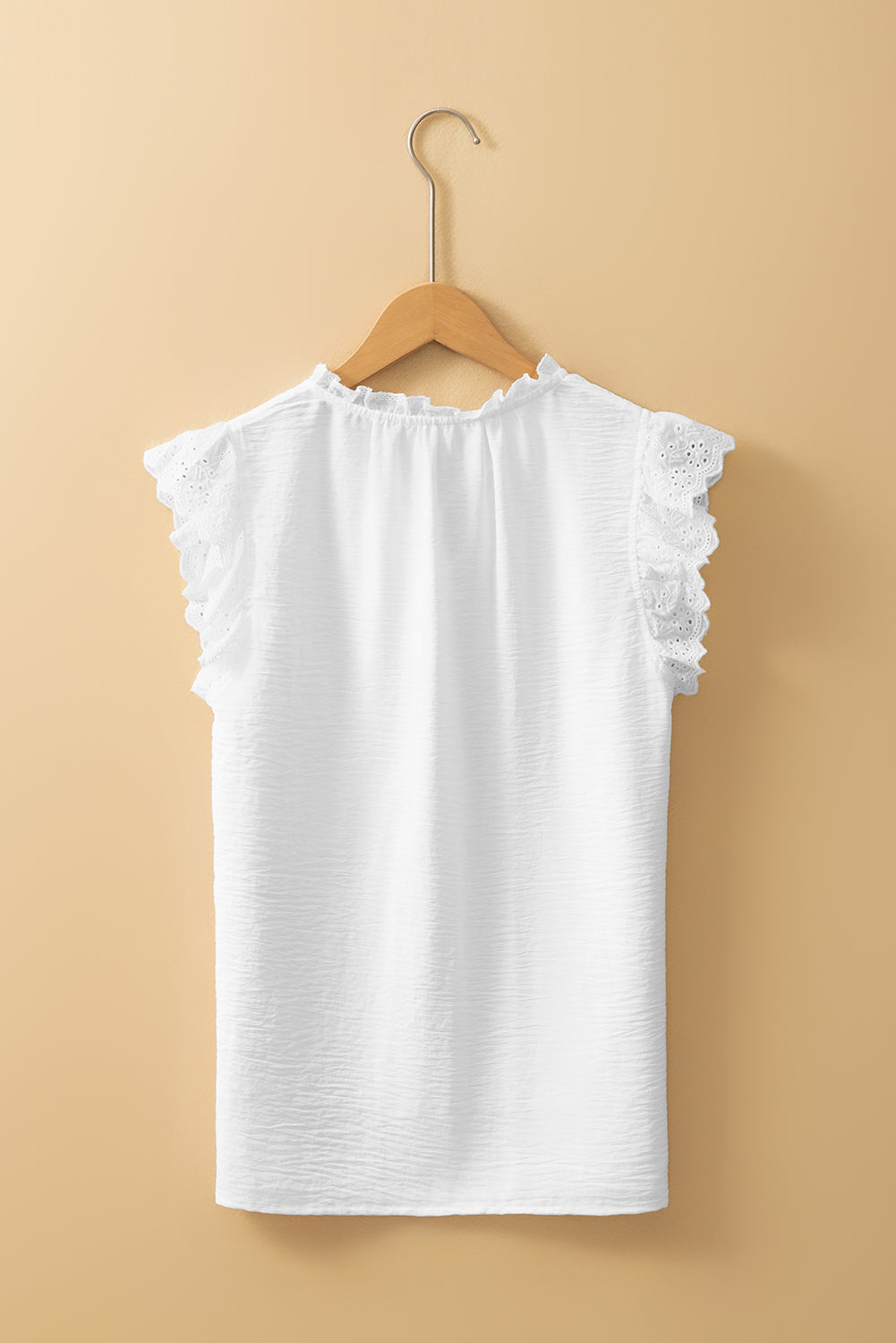 Embroidered Eyelet Ruffle Trim Blouse