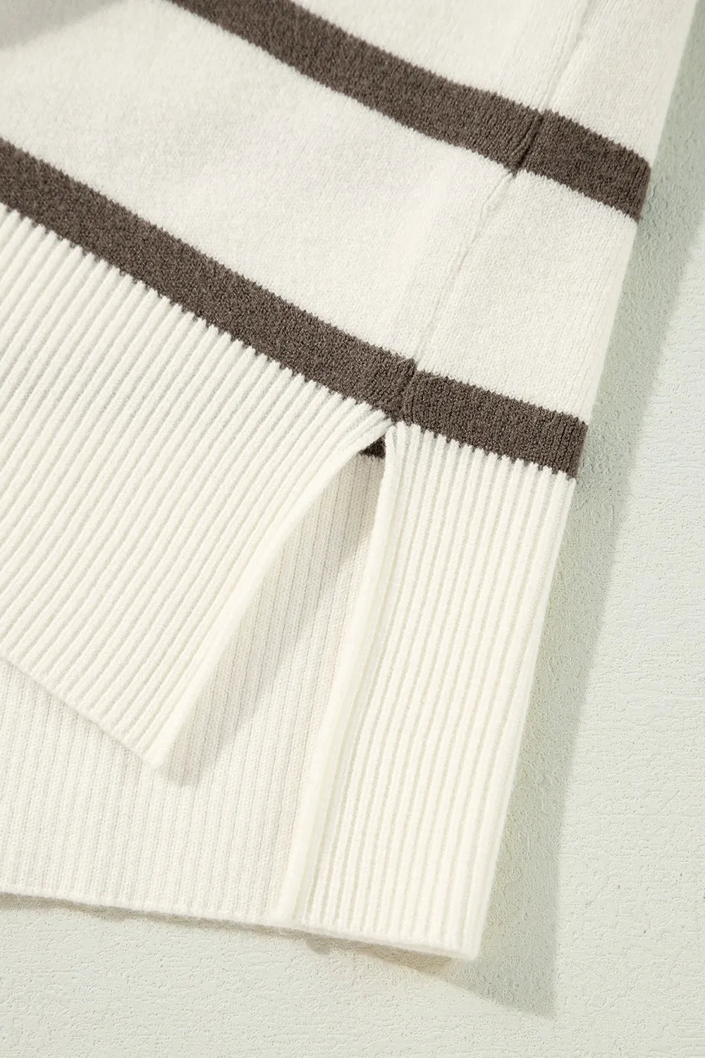 Stripe Side Slits Crewneck Sweater Vest